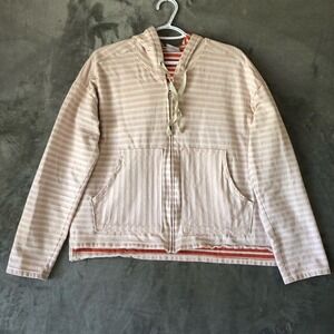 Columbia Women Zipper Sweater Size XL Hoodie Stripes Athleisure Washed Out